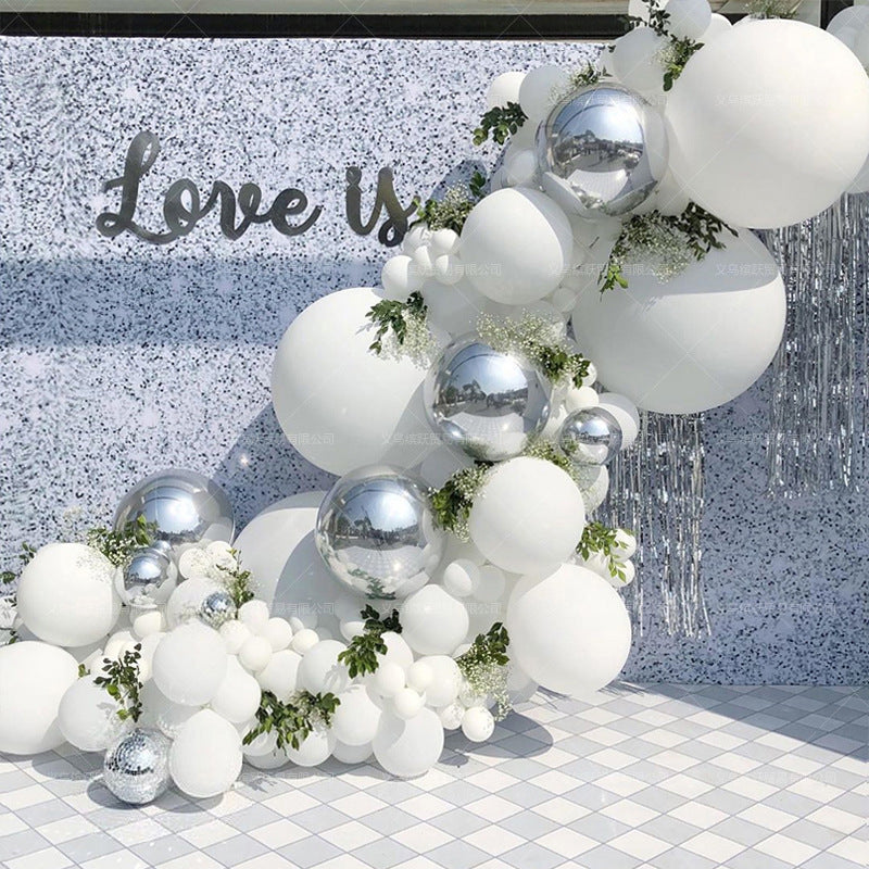 Bells Me White & Silver balloons