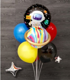 Black & Blue Starry Me Away Theme Balloons