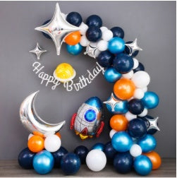 Black & Blue Starry Me Away Theme Balloons