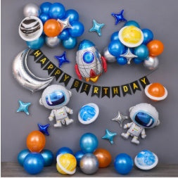 Black & Blue Starry Me Away Theme Balloons