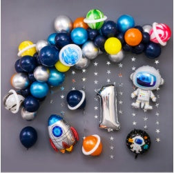 Black & Blue Starry Me Away Theme Balloons