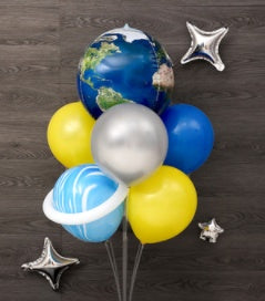 Black & Blue Starry Me Away Theme Balloons