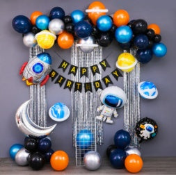 Black & Blue Starry Me Away Theme Balloons
