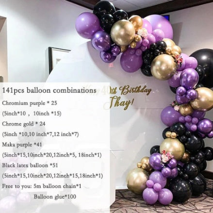 Metal Me Purple, Gold & Black Balloons